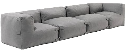 Oviala Gartensofa, modular, 4-Sitzer, Grau – Mixi