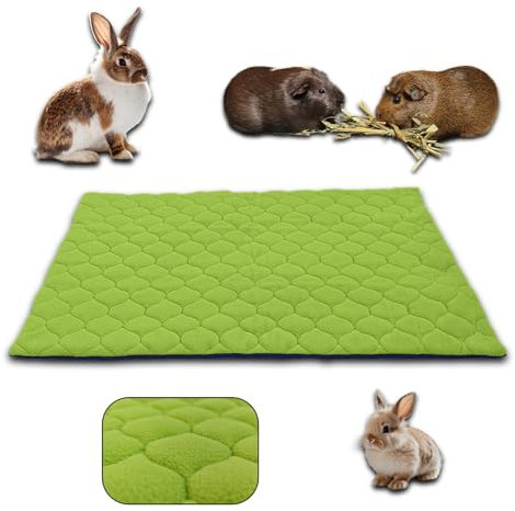 NEO SOLVO Käfigeinlage für Kaninchen und Meerschweinchen mit Abnehmbarer Fleece-Tunneldecke - perfekte Einstreu für Innenkäfige und C&C - saugfähig, wasserdicht - 60 x 50 cm - Grün