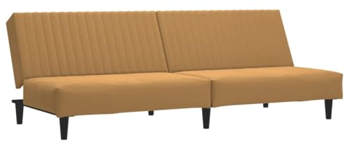 vidaXL Schlafsofa 2-Sitzer, Schlafcouch für Wohnzimmer Heimkino Büro, Gästebett mit Holzrahmen, Sofabett Tagesbett Couch Sofa Ausziehbar, Braun Samt