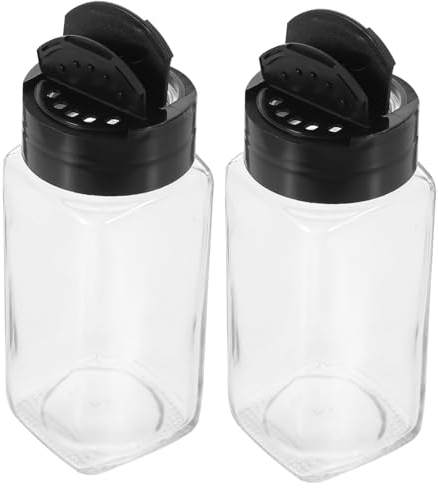 COLLBATH 2pcs Glass Seasoning Jars Salt Shaker Pp Lid and Butterfly Top for Kitchen Spice Bottles