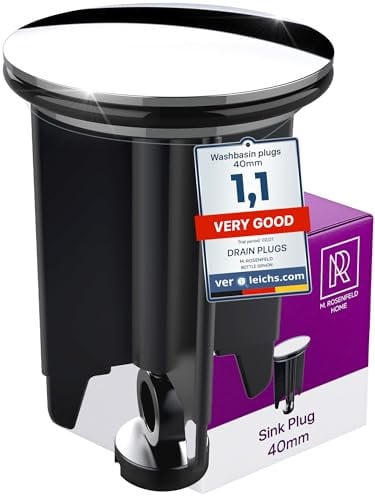 Sink Plug 40mm - Chrome Bathroom Wash Basin Plug for UK Sinks, Drain Stopper, Bathroom Sink Plug Replacement by M. ROSENFELD HOME