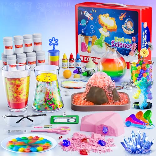 Experimentierset für Kinder, 90 Wissenschaft Labor Experimente, STEM Aktivitäten pädagogische Wissenschaftler Spielzeug Geschenke für Jungen Mädchen Chemie Set, Vulkan Ausbruch