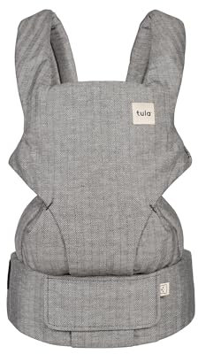 Tula Linen Explore Leinen Babytrage für Neugeborene ab Geburt, 3-in-1 Baby-Tragetasche Bauchtrage Rückentrage Ergonomisch, Ash