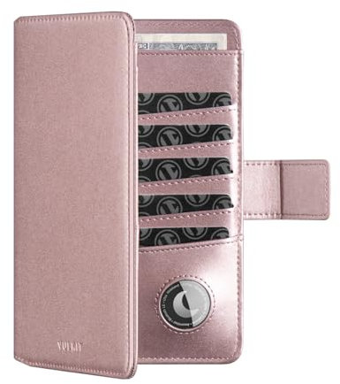 VULKIT Porta Passaporto da Viaggio con Supporto Airtag Portadocumenti da Viaggio Blocco RFID Portafoglio da Viaggio per Uomo o Donna Custodia Passaporto Pelle, Rosa Perla