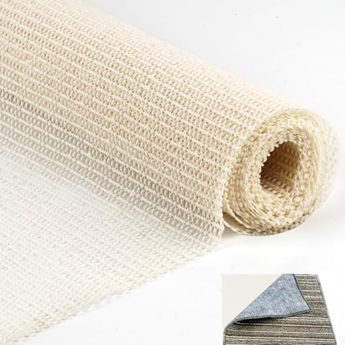 70x200cm Teppich Antirutschmatte, Schneidbar Teppichunterlage rutschfest, Teppichstopper, Antirutschmatte für Teppich, PVC Teppichgreifer Antirutschmatte, für Tischtücher(Weiß)