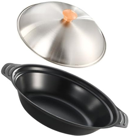 Cabilock Sartén De Metal Wok Doméstico Doble Mango Antiadherente 20cm Para Cocinar Con Tapa