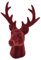ZauberDeko Samt Hirschkopf Bordeaux Rot Braun Polyresin Tischdeko Weihnachten Deko 15cm Hoch
