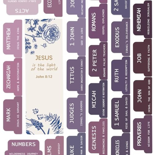 Bibel-Tabs, 72 laminierte Bibelreiter für Frauen und Männer, Lernbibel, leicht zu lesen und anzuwenden, Bibelindex-Tabs, Großgedrucktes Bibelbuch-Tabs, Bibelstudiumzubehör (lila)