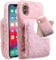 Case for iPhone 7 Plus/8 Plus Winter Furry Plush Warm Hand Gloves Phone Case Handmade Diamond Fluffy Soft Comfortable Cute Case Girls Women Protect case Silicone Back Shockproof Cover Case,Pink