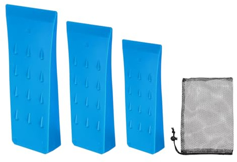 QUARKZMAN Kunststoff Fällkeil 3 Stück ABS Kunststoff Forstkeil mm holz Blau | 150/200/250 Spaltkeil Kunststoffkeile Fällkeil mit Tasche Schlagschrauber Fällkeile Forst Zubehör Wald
