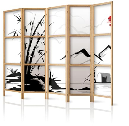 framed concept - Paravent Raumteiler aus Holz 225x172 cm, 5-teilig, einseitig, im orientalischen Stil
