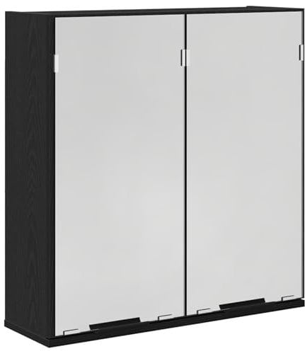 vidaXL Moderner Wandmontierter Spiegelschrank aus schwarzem Eichenholz mit viel Stauraum, robustem Holzwerkstoff, stylischem Design zur Aufbewahrung von Badezimmer-Essentials, Platzsparer für drinnen