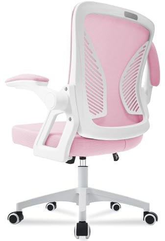 Milacyee Sedia da Ufficio Ergonomica con Supporto Lombare,Regolabile in Altezza,Sedia da Computer con Braccioli Regolabili in Rete Traspirante,Rosa
