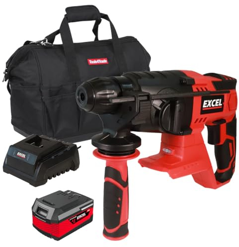 Excel 18V Cordless SDS-Plus Rotary Hammer Drill with 1 x 4.0Ah Battery Charger & Bag
