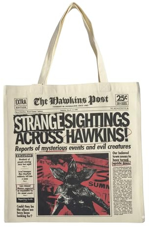 Stranger Things wiederverwendbare Einkaufstasche mit Retro-Design, große Stofftasche für Einkaufen und den täglichen Gebrauch