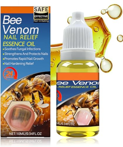 Bee Venom Nail Serum - Nail Repair Essence Oil for Damaged/Discolored/Breakage Nails - Promotes Rapid Nail Growth, Provides Intense Hydration Nail Care Oil