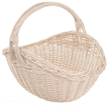 Aqbau Geschenkkorb leer mit Henkel weiß L 41 x 33 cm | Großer geflochtener Weidenkorb als Präsentkorb, Blumenkorb, Osterkorb oder Dekokorb zum Befüllen