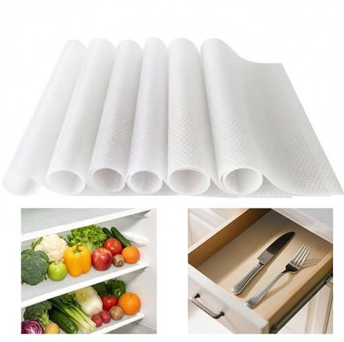 8 Pieces Fridge Liners Mat, 45 x 29 cm Anti Mould Refrigerator Mat | Kitchen Drawer Liner, Washable Non Slip Refrigerator Mats for for Cupboard Table Drawer DIY Cuttable Shelf Liner