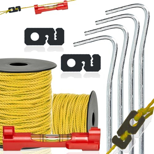 SmartyFix® Maurerschnur‑Set 100 m (1,7 mm) – Profi‑Richtschnur inkl. Schnurspanner, Schnurwasserwaage & Erdnägel – Reißfest, UV‑beständig & wetterfest – Ideal für Pflaster‑, Mauer‑ & Gartenbau