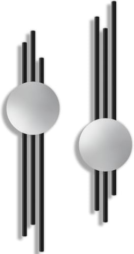 Metall Geometrische Wanddekoration Silber Minimalistische Wanddekoration | Modernes Metall Wandbild für Wohnzimmer, Schlafzimmer und Flur (2er Set)