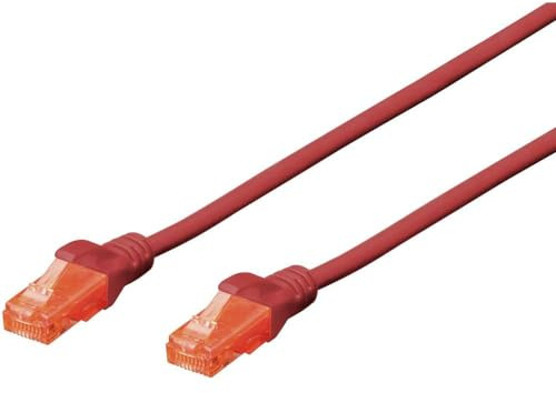 Digitus LAN cable Cat 6 – 1 m – U/UTP unshielded – 1 Gbit/s – 250 MHz – PoE++ – AWG 27/7 – LSZH – RJ45 network cable – patch cable – compatible with Cat6A and Cat5e – Red