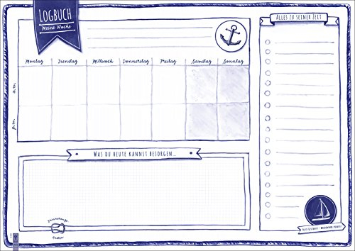 Logbuch - Schreibtischunterlage Schreibunterlage Motiv Reise Wochenplaner To-do-Liste Papier Papierunterlage DIN A2 40 Blatt
