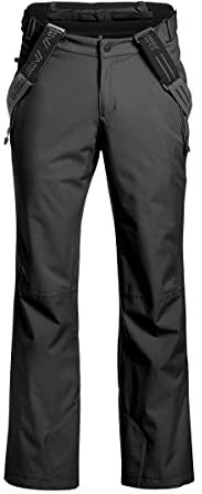 Maier Sports Anton Light, Leichte Herren Skihose, Wasserdichte Schneehose mit Hosenträgern, Stretchmaterial und verstellbarer Bund, PFC-frei, mTEX Wetterschutz, Schwarz, Gr. 34 (W52/L32)