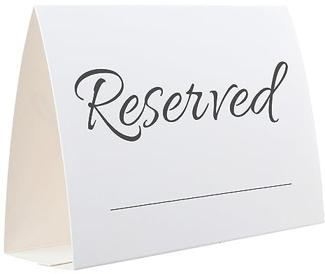 20 Pack Modern Reserved Table Sign With Name Line - Reserved Signs For Wedding - White Reserved Signs - Wedding Accessories - Tent Cards For Reserving Seats & Places - Place Cards for Party, Event