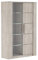 Grande Vitrine En Bois 1 Porte Vitrée & 1 Porte En Bois Avec LED Intégré – Coloris Chêne Champagne – 114x39,6x175,8 cm
