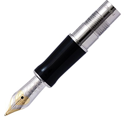 Parker Duofold International Feder Abschnitt–Breite Oblique–Massive 18K Gold platiniert