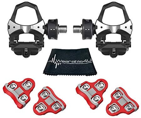 Wearable4U - Favero Assioma Duo Pedal Based Cycling Power Meter with Extra Cleats Cleaning Cloth Bundle (Red (6 Degree Float))