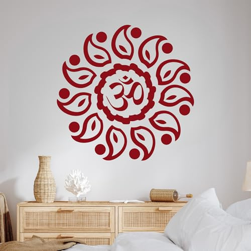 GRAZDesign Wandtattoo Om Zeichen spirituelle Deko | Lebensblume Wanddeko | Buddhistische Deko Wandaufkleber Wohnzimmer, Badezimmer, Schlafzimmer - 58x57cm / 042 flieder