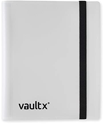 Vault X 4-Taschen-Trading-Kartenordner mit Gurt, 160 Karten, Standardgröße, 20 seitlich ladbare Seiten, Sammelordner für Sammelkartenspiele, Sportkarten, TCG (Weiß)