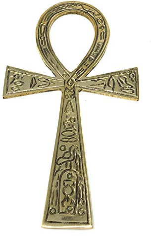 Vrinda® Antikes ägyptisches Ankh-Wandkunst, handgefertigt in Indien, hängende Skulptur für Altar, Heimdekoration – Heiliges Symbol (16 x 8,9 x 1,2 cm)