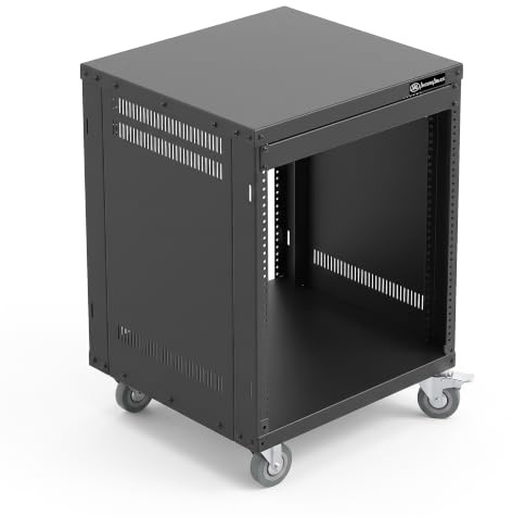 AxcessAbles 12U AV Equipment Rack | 19-Inch Steel Open Frame Home Studio Rack with 3” Caster Wheels | Universal Rack for Studio, Server, Network Gear | 550lb Capacity | Screws, Spacer, Tool Included