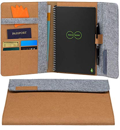 Rocketbook Smart Notebook Schutzhülle - Hellbraun - Executive (A5), 100% recycelbar, biologisch abbaubar, Stifthalter, Magnetverschluss, Innenfach
