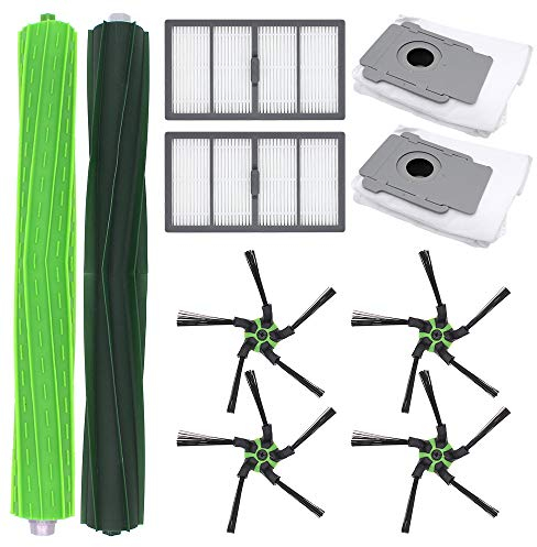 DingGreat Kit de Reemplazo para iRobot Roomba S9 (9150) y S9+ Plus (9550) Robot Aspirador - 2 Filtros, 4 Cepillos Laterales, 2 Bolsas, 1 Juego de Cepillos de Goma