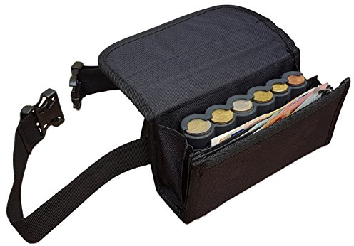 CLAIRE-FONCET Sacoche Banane Serveur en Toile Tissu Polyester, avec Monnayeur Distributeur 6 Pièces d'Euros, Fermeture par Aimants, idéale pour Serveur, Serveuse, Bar, Restaurants