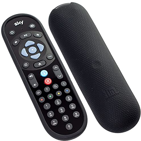 Schutzhülle für SKY Q Fernbedienung von Inbrackets – stoßfeste Schutzhülle für die neueste Sky-Q-Taste, Sprachsteuerung, Fernbedienung EC202 – Premium-Wabenstruktur (schwarz)
