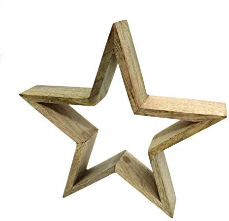 DARO DEKO Holz Stern massiv Natur 50 x 50cm
