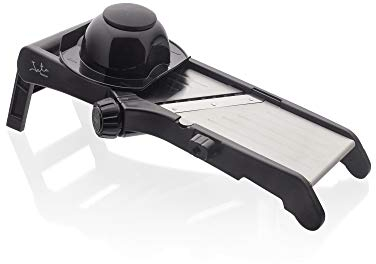 Jata HMAQ4503 - Mandolina con cuchillas lisa y ondulada, Grosor de corte horizontal de 1 a 9 mm, Medidas de corte vertical: 4,5 y 9 mm, Patas abatibles, Con empujador, Apto para lavavjillas,
