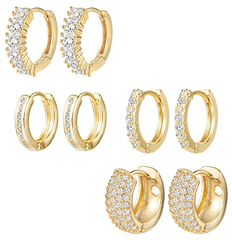 ALEXCRAFT Gold Ohrringe Creolen Silber 925 Klein Damen Hypoallergen Ohrringe Set Für Mehrere Ohrlöcher