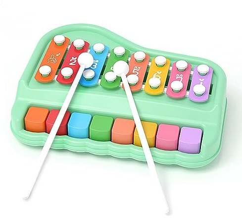 Oprala 2 in 1 Baby Piano Xylophone for Toddlers 1-3 Years Old, 8 Multicolored Key Keyboard Baby Xylophone Piano, Preschool Educational Musical Learning Instruments Toy for Baby Kids Girls Boys