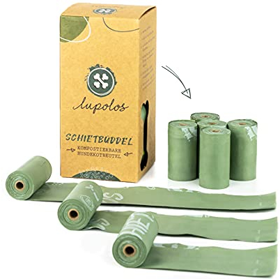 lupolos® Hundekotbeutel 100% kompostierbar, ÖKOlogisch, BIOlogisch abbaubar - Schietbüddel - Kotbeutel aus Maisstärke