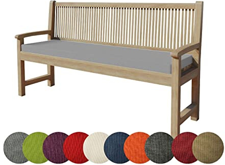 chilly pilley Bankkissen Bankauflage Polsterauflage Reißverschluss mit Schlaufen Kissen für Gartenbank Gartenbankauflage für Gartenmöbel Sitzkissen & Rückenkissen Outdoor (100 x 50 x 5 cm, Silber)