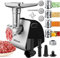 Nictemaw Hachoir à viande électrique 2-en-1, Coupe-légumes multifonctionnelle en acier inoxydable avec des accessoires pour biscuits, 4 lames et 3 plaques de coupe, 2000W