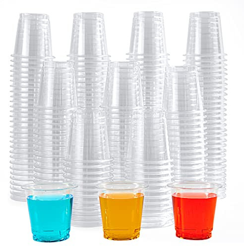 Lilymicky 500 PACK 2 oz Plastic Shot Glasses, 2 Ounce Clear Disposable Party Cups for Vodka, Whiskey, Tequila, Mini Plastic Containers for Sauce, and Sample Tasting