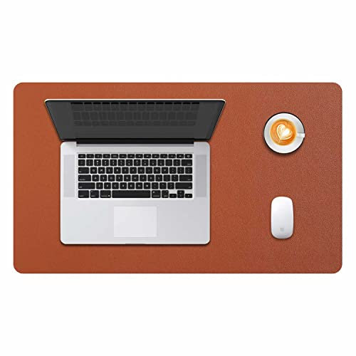 Desk Pad Large, DOBAOJIA Desk Mat, Laptop Mat, Writing Pad, Desk Blotter, Extended Mouse Mat, Large Mouse Pad for Office/Home, PU Leather Waterproof +Suede Non-Slip 23.6 X 13.8 (Brown)
