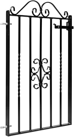 metal garden gate, single gate, wrought iron style, Langho Design, galvanised & powder coated black (width of opening 3ft6/height 38)