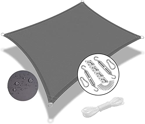 Laneetal Sun Shade Sail Waterproof Outdoor Rectangular Awning,98% UV Block Shade Cover Canopy with Free Rope Perfect for Patio Garden Yard Backyard,2X3m, Grey